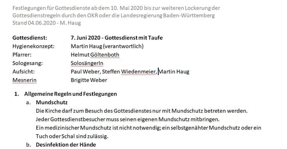 Jeder Gottesdienst braucht sein eigenes "Seuchenkonzept"