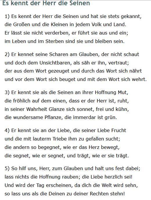 Liedtext: Es kennt der Herr